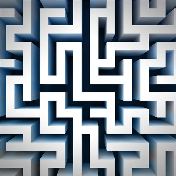 Estrutura da parede do labirinto azul na vista da perspectiva superior — Fotografia de Stock