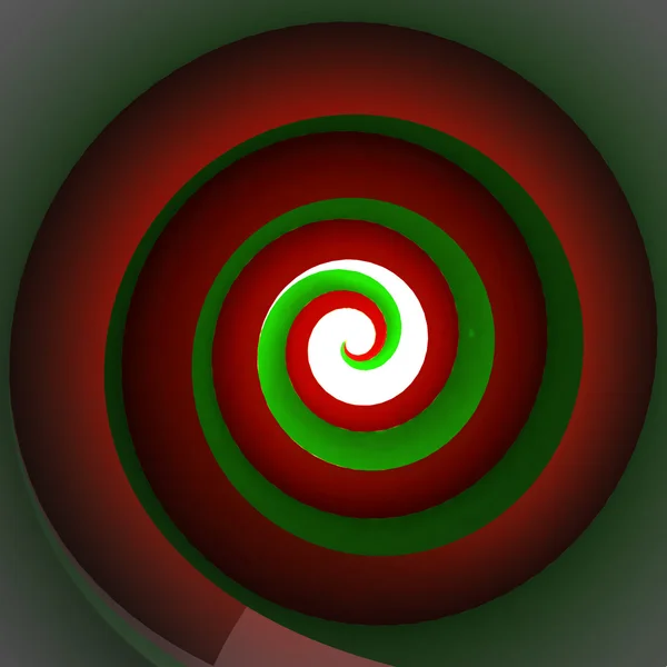 Red green dark central swirl shape — Stock Photo, Image