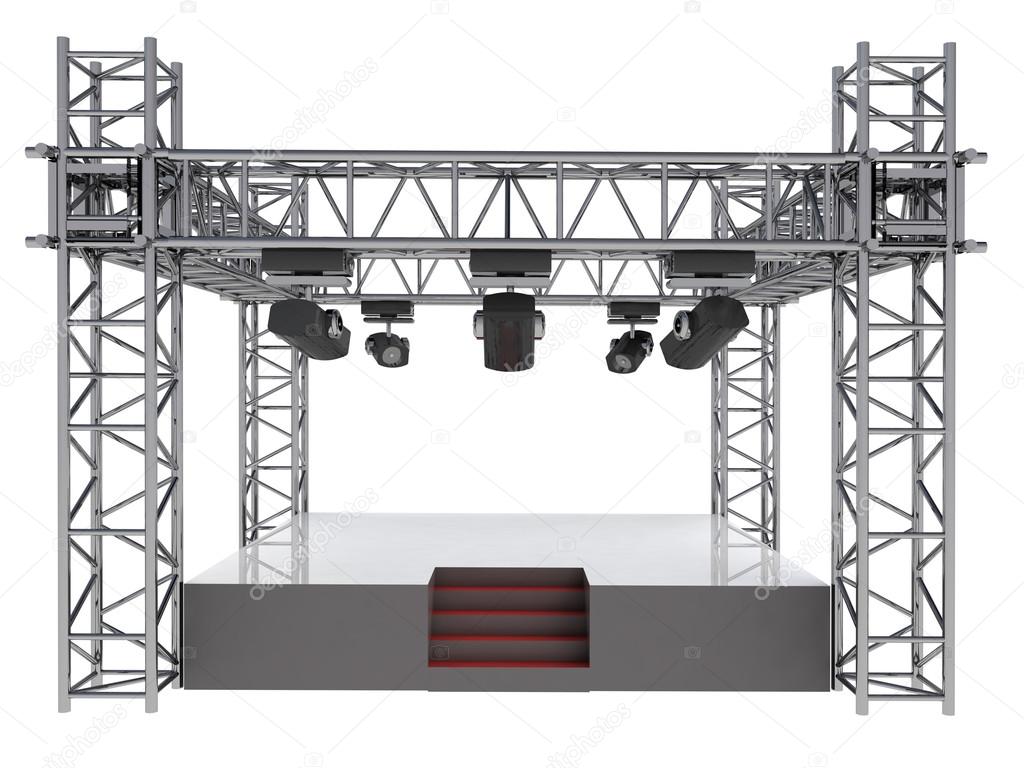 isolated stage podium with many spotlights