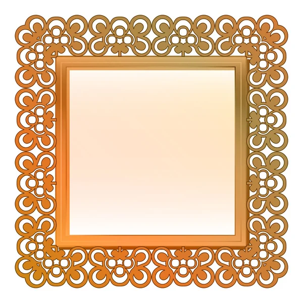 Outer decorated vector bronze square frame — Stock Vector