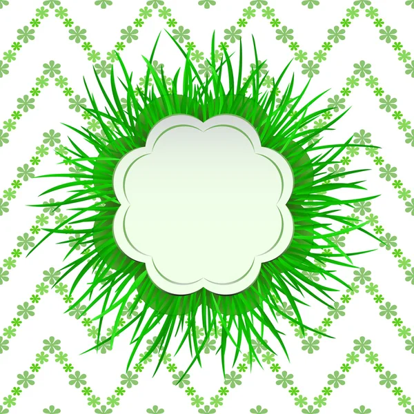 Étiquette d'herbe avec motif vectoriel en zigzag de fond — Image vectorielle