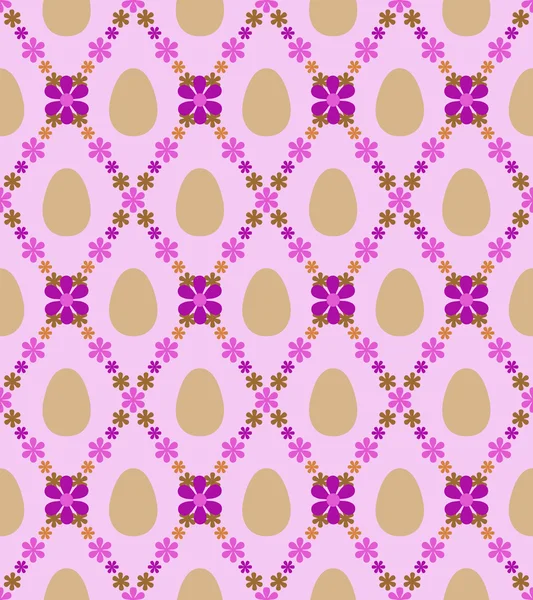 Egg and diagonal violet blossom easter pattern vector — Stock Vector