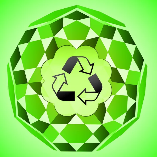 Kubieke groene lay-out met recycle teken in zeepbel vector — Stockvector