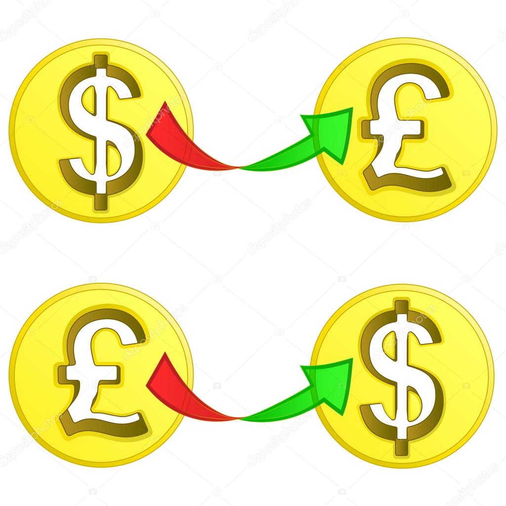 british pound and dollar coin exchange vector