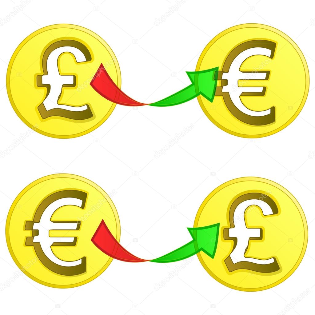 british pound and euro coin exchange vector