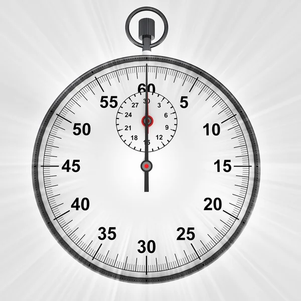 Front view on stopwatch with shiny flare — Stock Photo, Image