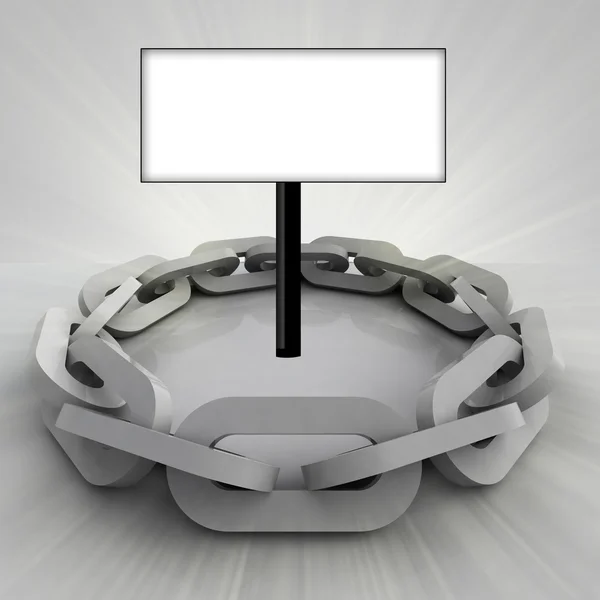 Grey chain circle with clear board — Stock Photo, Image