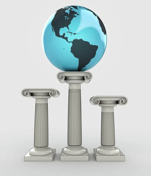 America travel, earth globe on ancient column — Stock Photo, Image