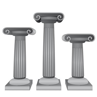 three ionic marble columns vector clipart