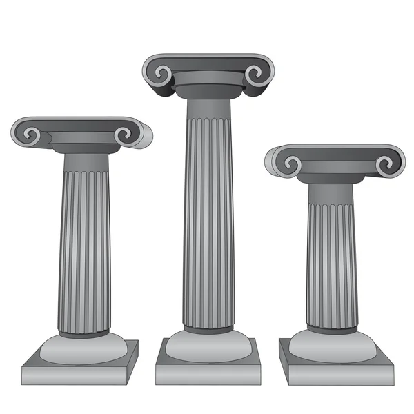 Three ionic marble columns vector — Stock Vector