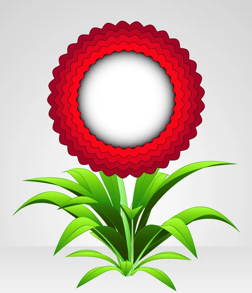 Flor redondeada roja con vector de espacio de texto — Archivo Imágenes Vectoriales