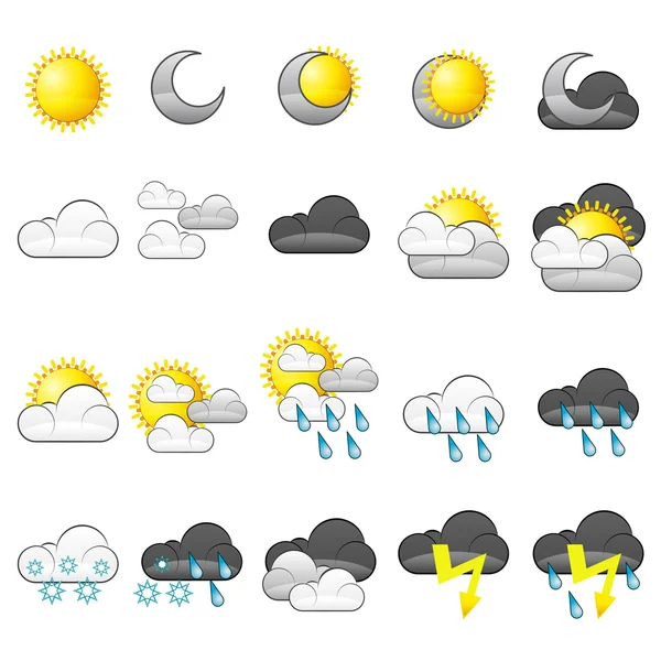 Conjunto de iconos meteorológicos vectoriales — Archivo Imágenes Vectoriales