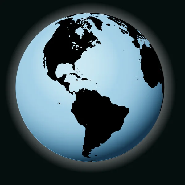 Vector globo del mundo en negro centrado en América — Vector de stock