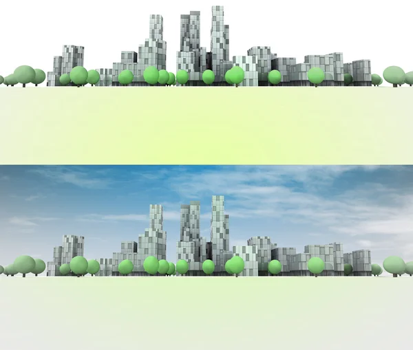 Два панорамных вида на город — стоковое фото