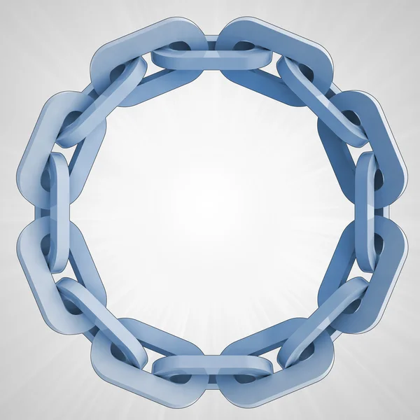 Blue strong iron chain circle in top view — Stock Photo, Image