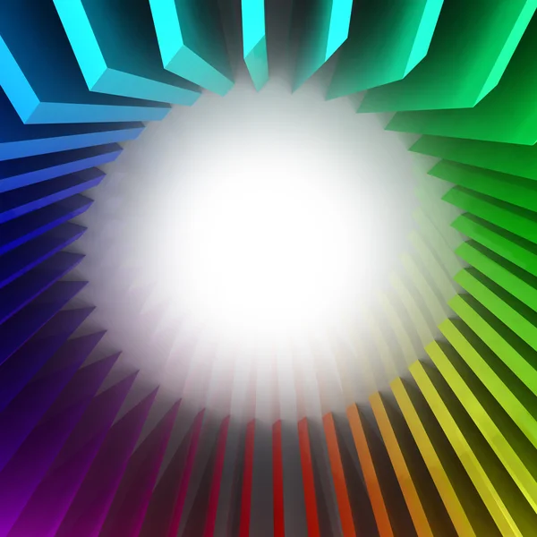 Kleurrijke regenboog strepen rond witte cirkel — Stockfoto
