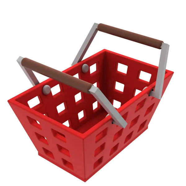 Cesta de compras vermelho isolado vista superior — Fotografia de Stock