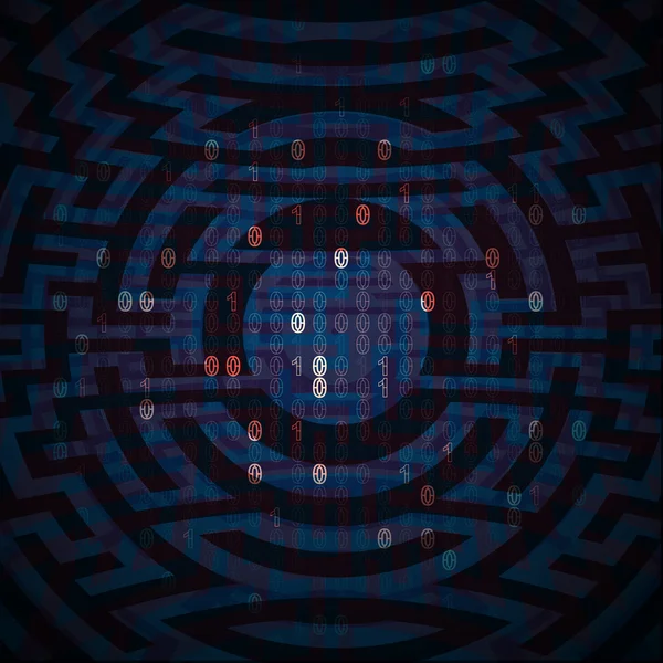 Estructura de círculo teclonógico azul con código binario —  Fotos de Stock