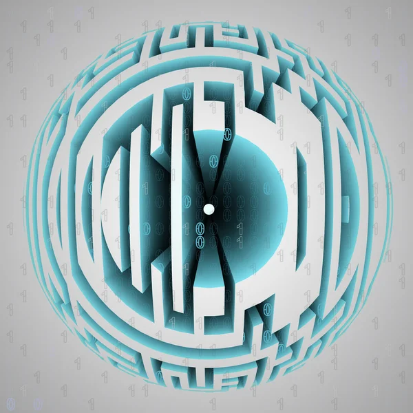 Maze sphere composition with binary code — Stock Photo, Image