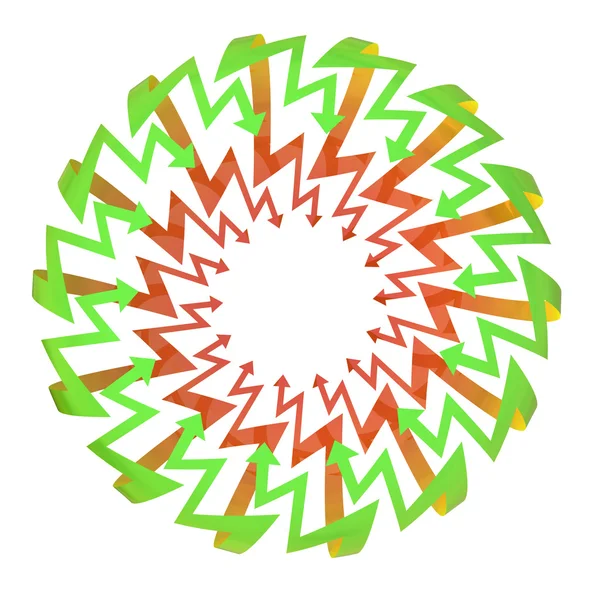 Κόκκινο πράσινο βέλος ζιγκ-ζαγκ κύκλο σύνθεση — Φωτογραφία Αρχείου