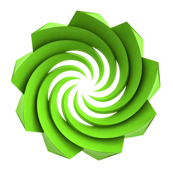 Green isolated central swirl star — Stock Photo, Image