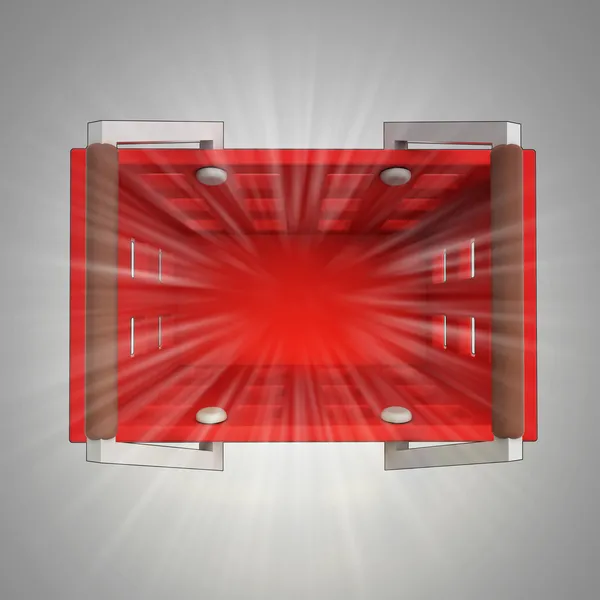 Top view on red shopping basket with flare — Stock Photo, Image
