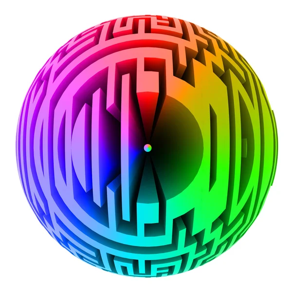 Isolerade rainbow färgad labyrint sfär form — Stockfoto