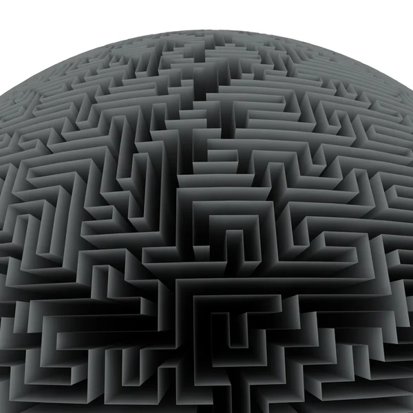Labyrinthe isolé noir et blanc colline — Photo