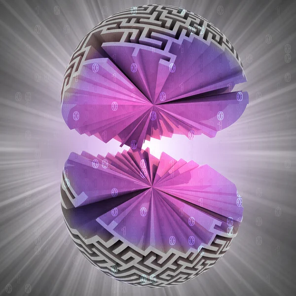 Two halves of labyrinth sphere with flare — Stock Photo, Image