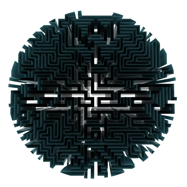 Isolato complesso labirinto blu a forma di cerchio — Foto Stock