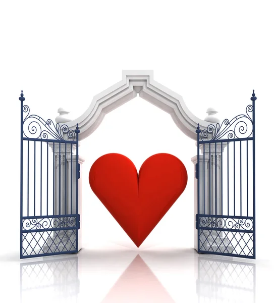 Cancello barocco aperto con cuore — Foto Stock