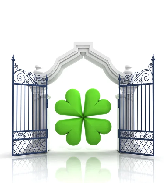 Open baroque gate with cloverleaf — Stock Photo, Image