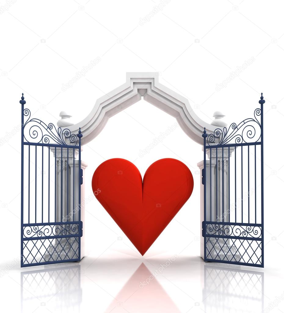open baroque gate with heart
