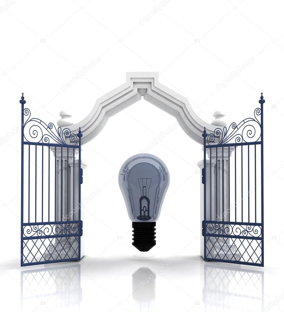 open baroque gate with bulb