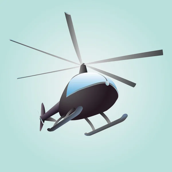 Nuevo helicóptero vuelo vector dibujo en el cielo — Vector de stock