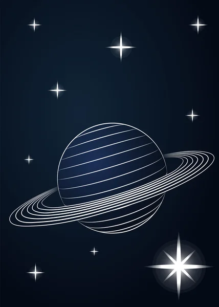 土星の惑星宇宙空間ベクトルの描画 — ストックベクタ