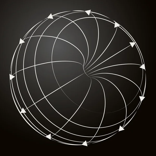 Esbozo de esfera en blanco y negro con flechas — Vector de stock