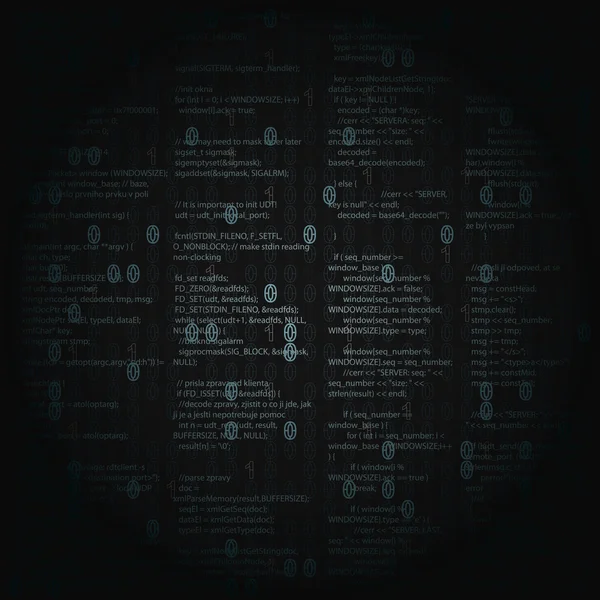 Números de código binario con script en negro — Archivo Imágenes Vectoriales