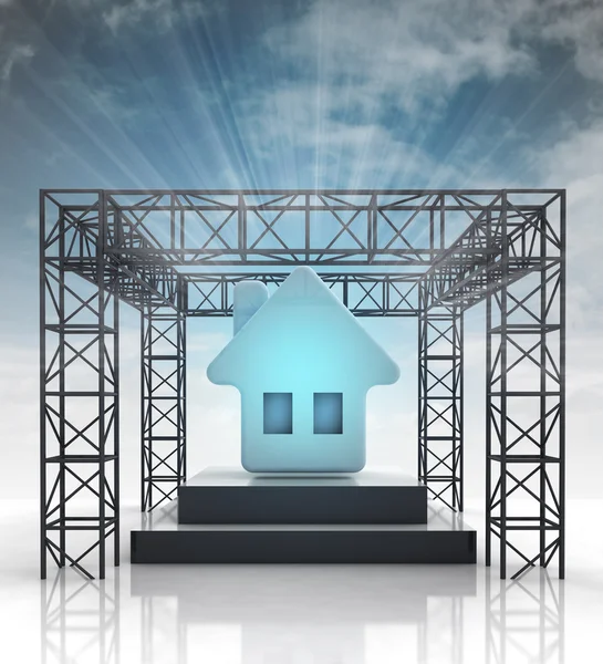 Show stage with blue house and sky flare — Stock Photo, Image