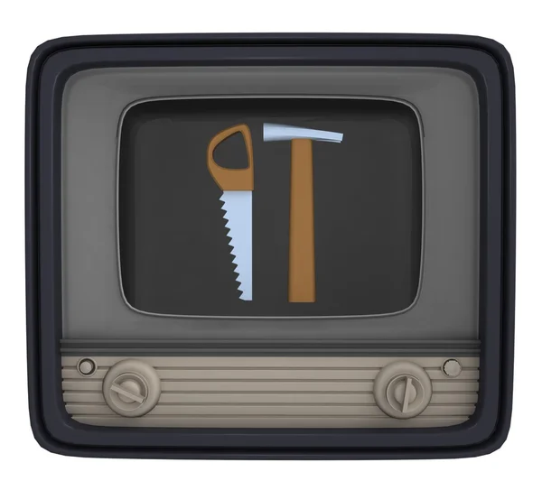 Isolated manual tools in retro television — Stock Photo, Image