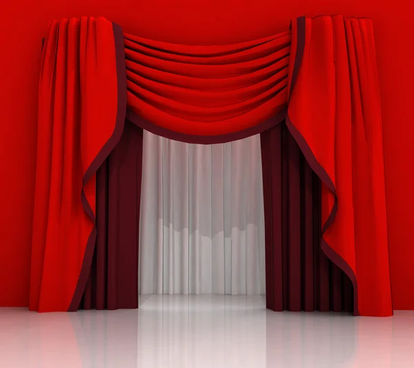 Closed red curtain scene — Stock Photo, Image