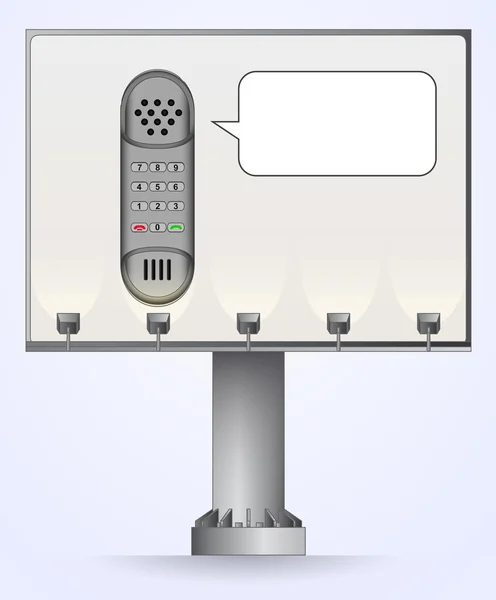 Телефон с пузырьком на конструкции рекламного щита — стоковое фото