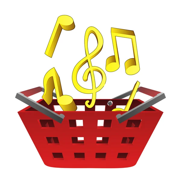 Music sounds in red basket vector — Stock Vector