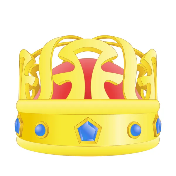 Couronne des rois d'or avec vecteur gemmes bleues — Image vectorielle