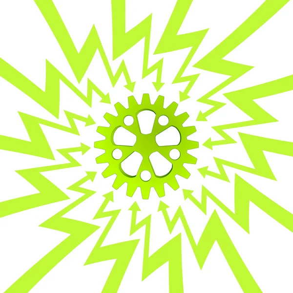 Green gear wheel in arrow zigzag circle vector — Stock Vector