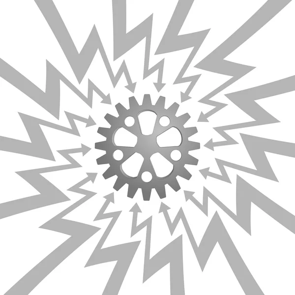 Stalen gear wheel in pijl zigzag cirkel vector — Stockvector