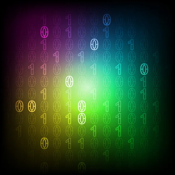 黒のベクトルにカラフルな照明付きバイナリ コード番号 — ストックベクタ