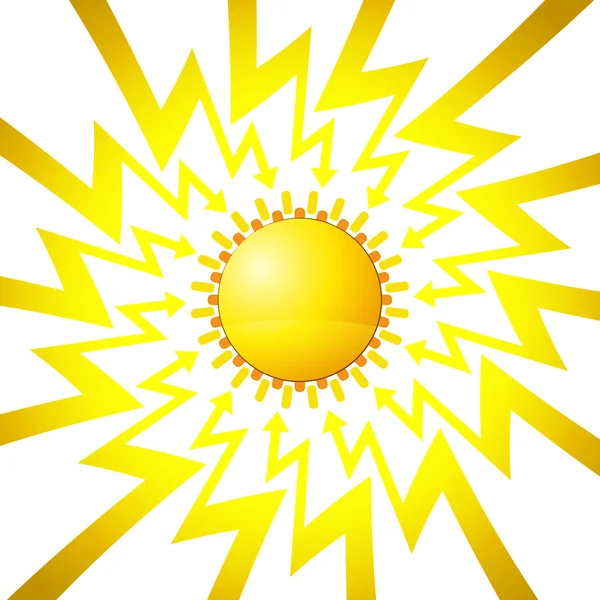 Scheinende Sonne im Pfeil-Zickzack-Kreisvektor — Stockvektor