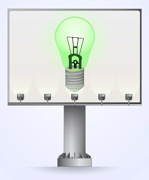 Bombilla ecológica en la cartelera vector de construcción — Vector de stock