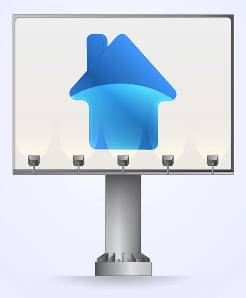 Casa azul en la cartelera vector de construcción — Archivo Imágenes Vectoriales